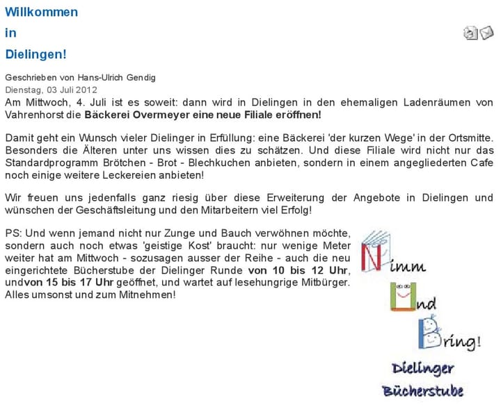 Foto aus Willkommen in Dielingen Overmeier · 2012