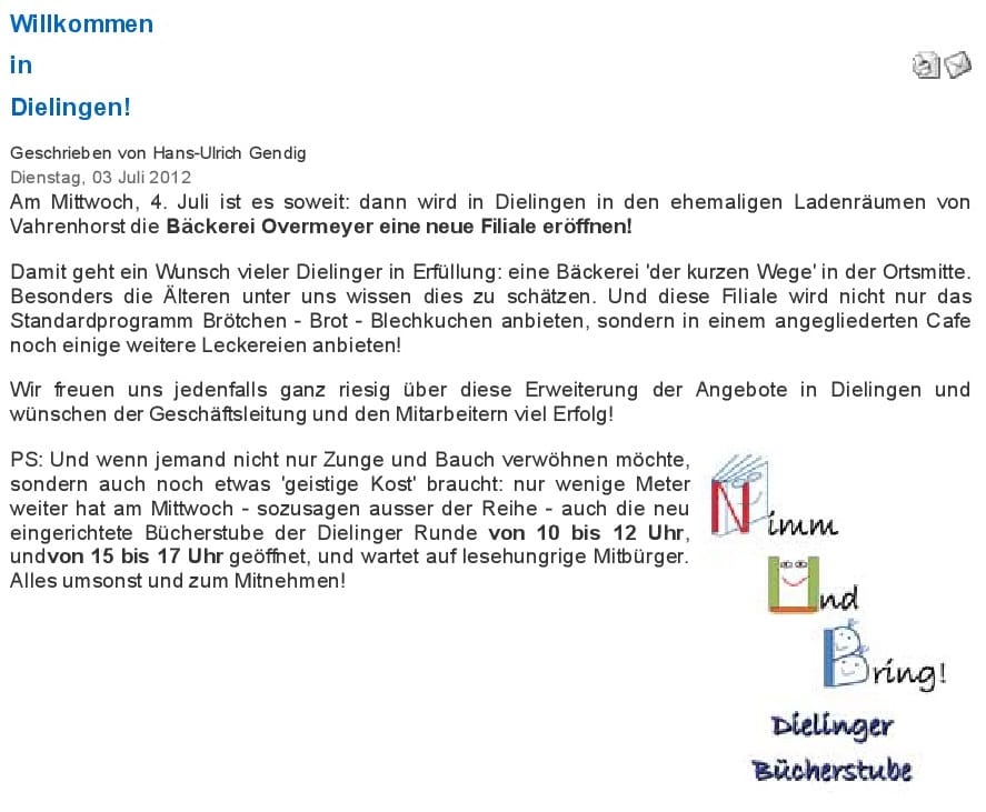 Foto aus Willkommen in Dielingen Overmeier · 2012
